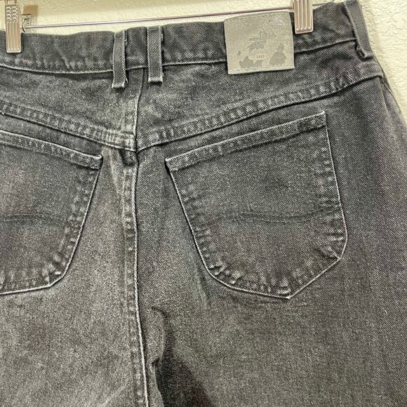 VTG Lee Women's Mom Jeans Black Stone Wash High Waisted Tapered Leg 34" Waist - Picture 6 of 12